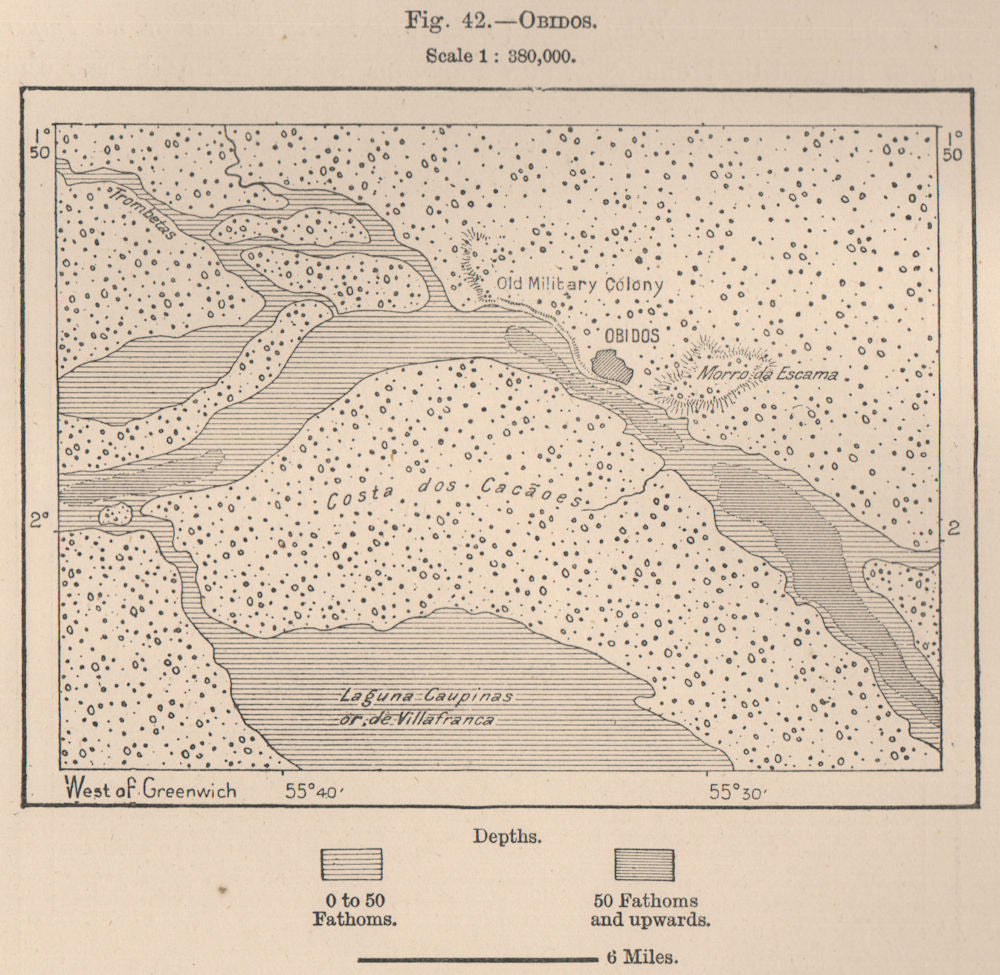 Obidos. Para, Brazil. Amazonia 1885 old antique vintage map plan chart